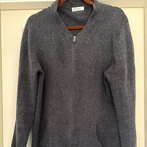 Emile Lafaurie Sweater Bomber Mens L Full Zip Cashmere Blend Jacket Pockets Grey